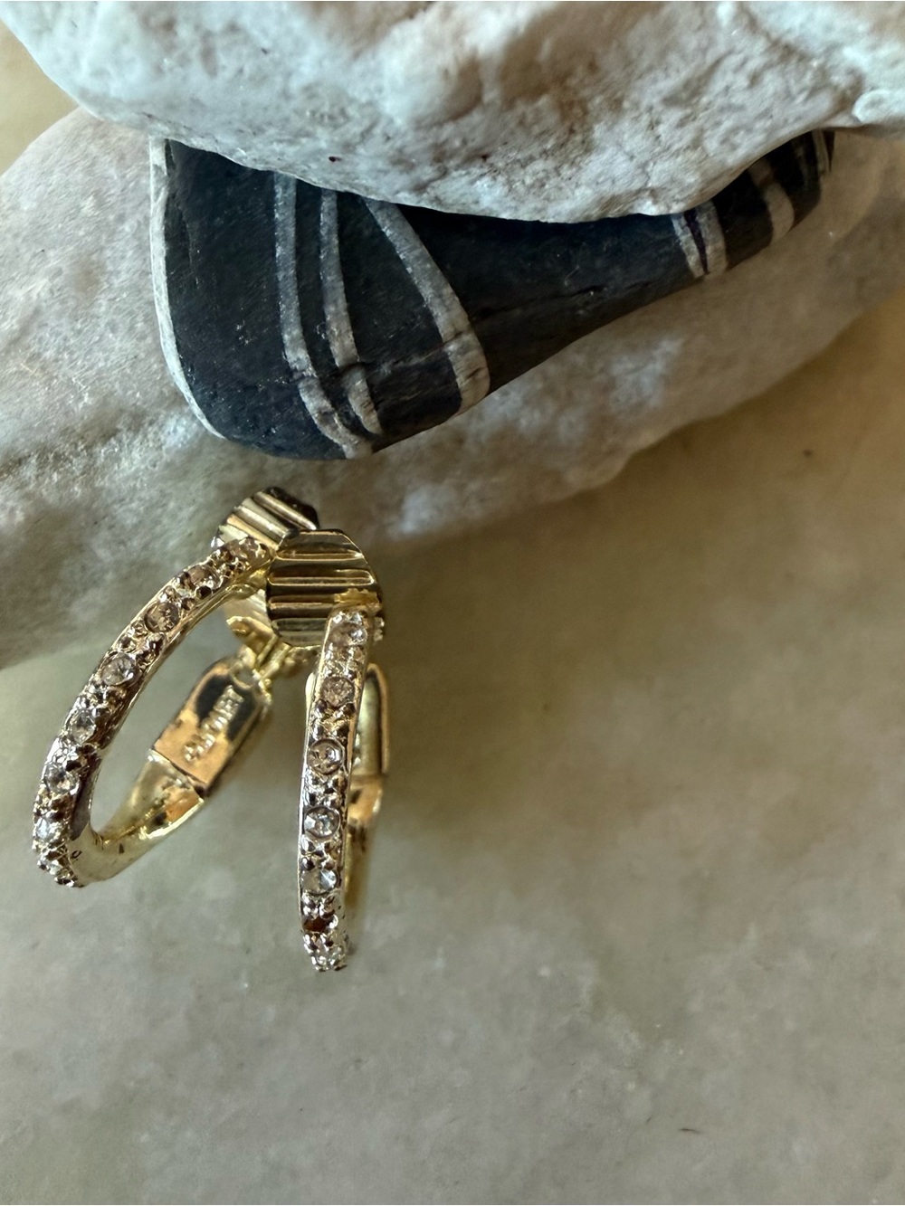 Vintage Monet Gold Hinged Hoop Clip on Earrings 
EUC